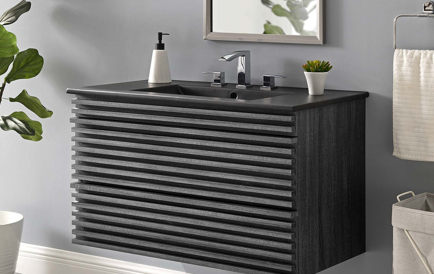 Vera 36" Wall-Mount Bathroom Vanity in Charcoal Black