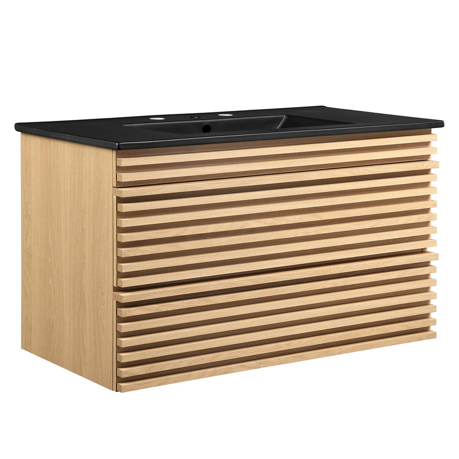 Vera 36" Wall-Mount Bathroom Vanity in Oak Black