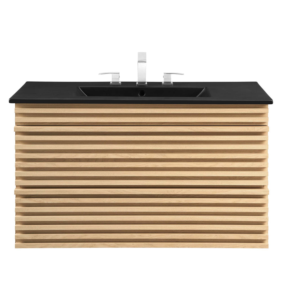 Vera 36" Wall-Mount Bathroom Vanity in Oak Black