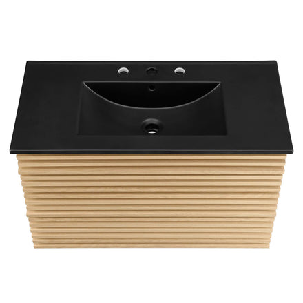 Render 36" Wall-Mount Bathroom Vanity in Oak Black