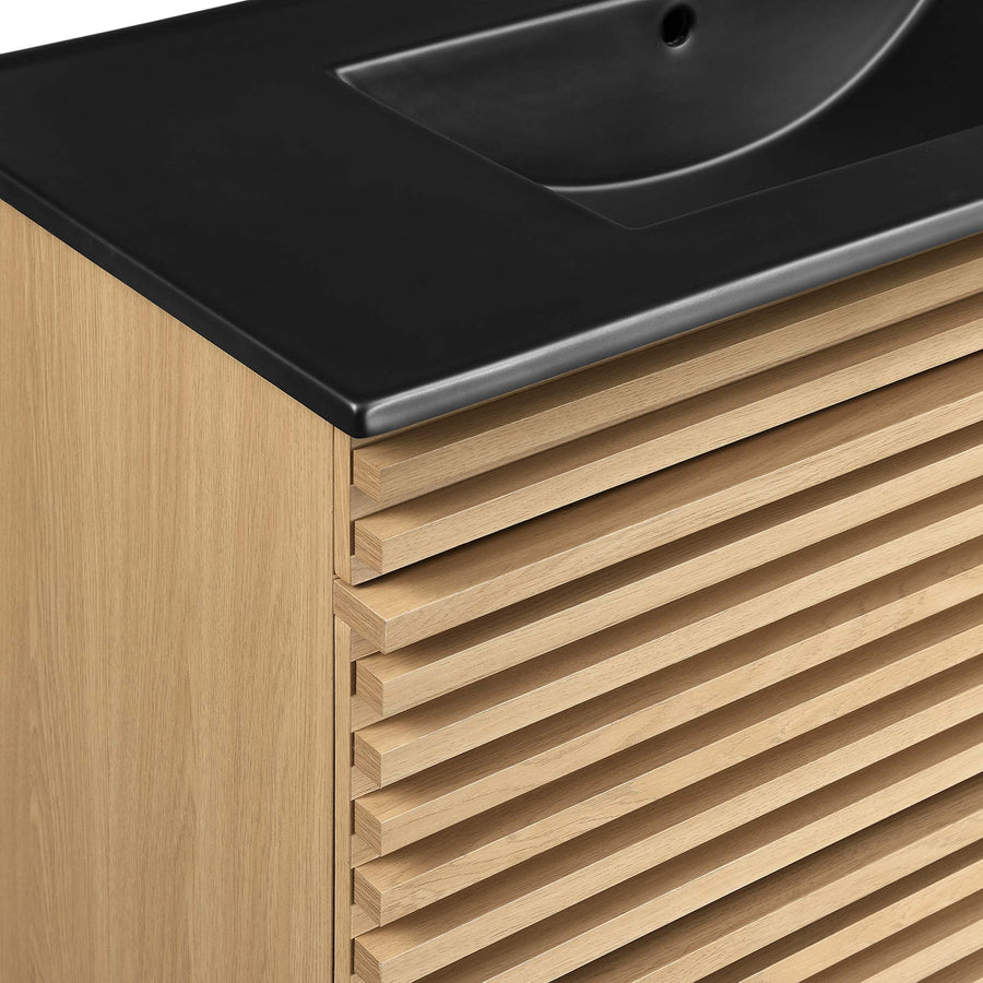 Vera 36" Wall-Mount Bathroom Vanity in Oak Black
