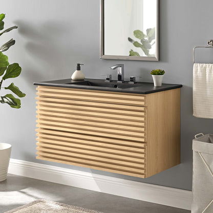 Render 36" Wall-Mount Bathroom Vanity by Furniture For America