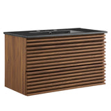Vera 36" Wall-Mount Bathroom Vanity in Walnut Black