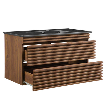 Render 36" Wall-Mount Bathroom Vanity by Furniture For America