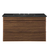 Vera 36" Wall-Mount Bathroom Vanity in Walnut Black