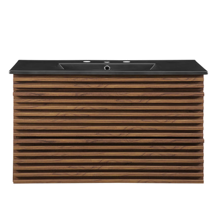 Render 36" Wall-Mount Bathroom Vanity in Walnut Black