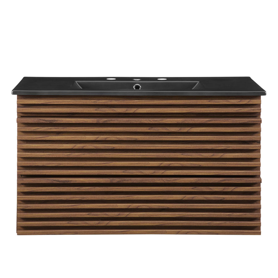 Vera 36" Wall-Mount Bathroom Vanity in Walnut Black