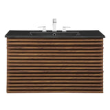 Vera 36" Wall-Mount Bathroom Vanity in Walnut Black