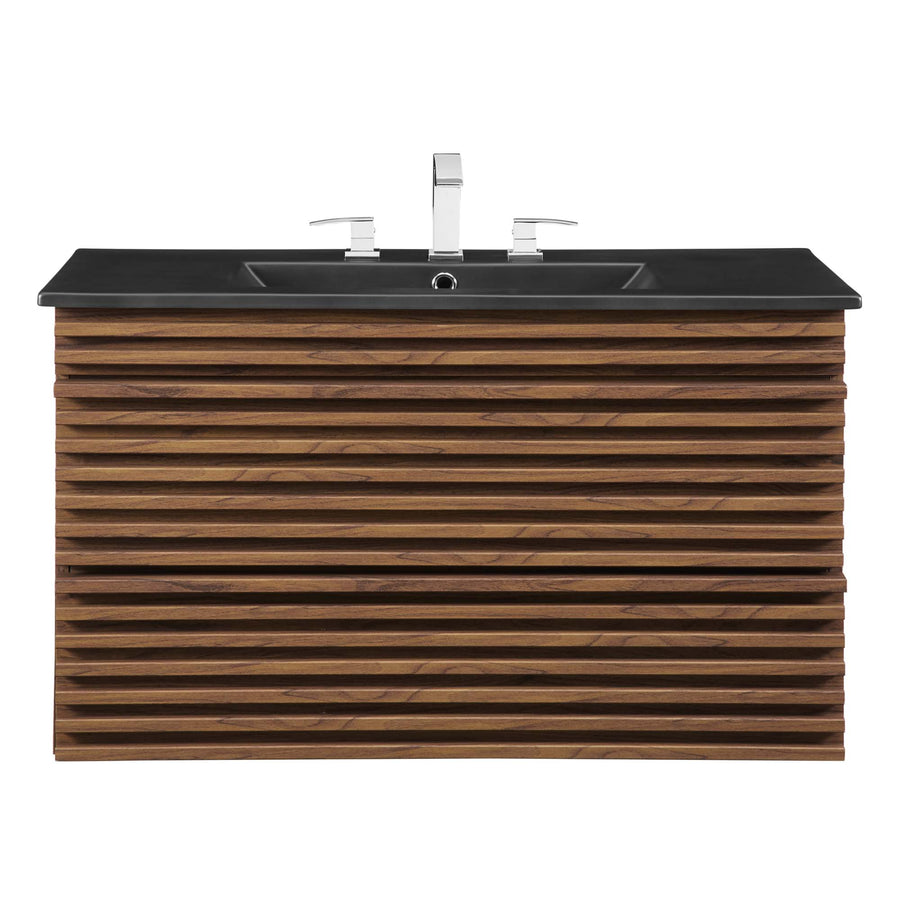 Vera 36" Wall-Mount Bathroom Vanity in Walnut Black