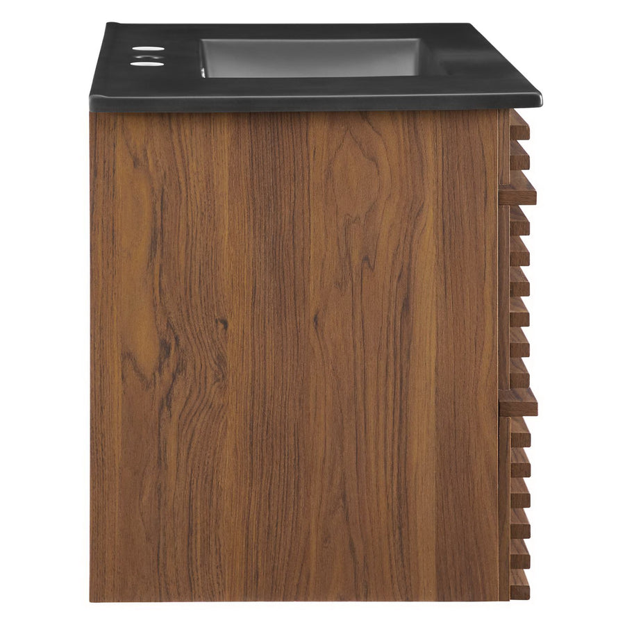Vera 36" Wall-Mount Bathroom Vanity in Walnut Black