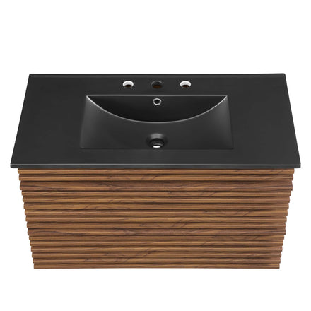 Render 36" Wall-Mount Bathroom Vanity in Walnut Black