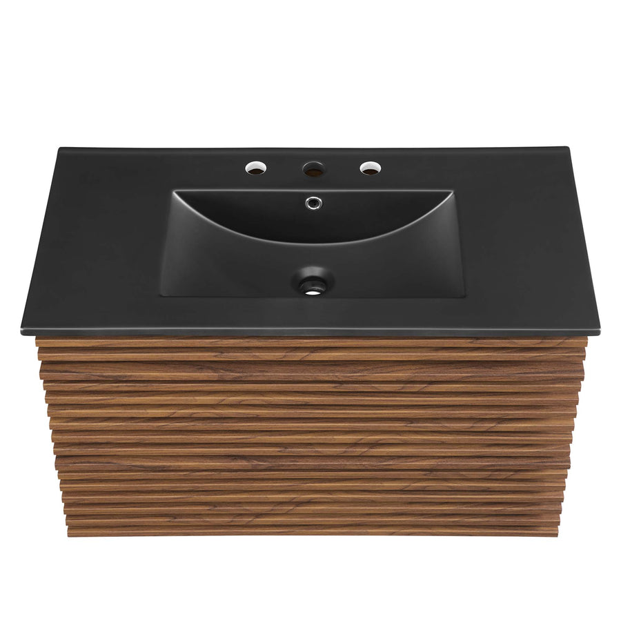 Vera 36" Wall-Mount Bathroom Vanity in Walnut Black