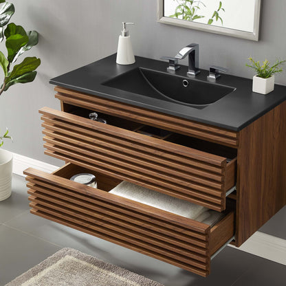 Render 36" Wall-Mount Bathroom Vanity by Furniture For America