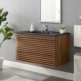 Vera 36" Wall-Mount Bathroom Vanity in Walnut Black