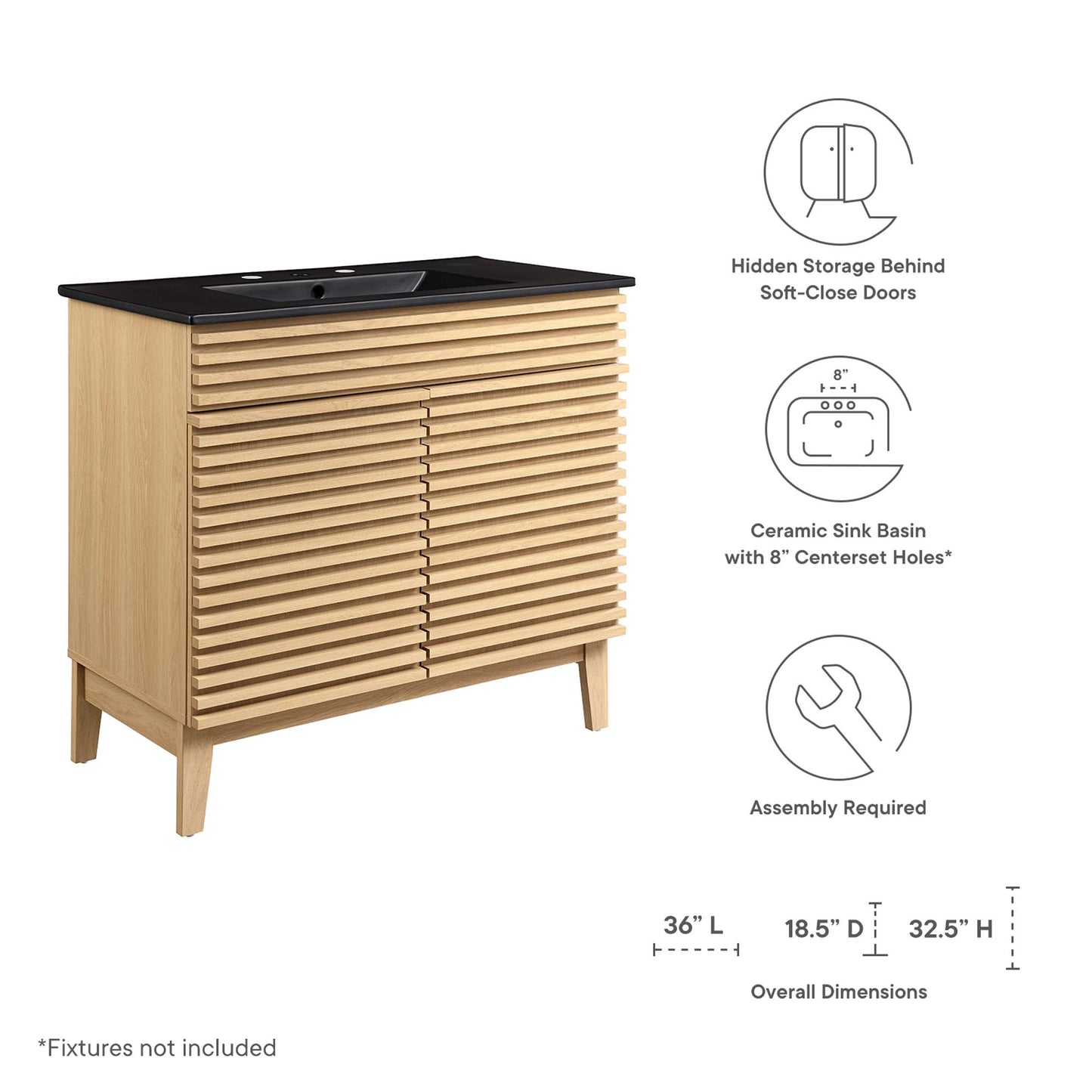 Render 36" Bathroom Vanity by Furniture For America