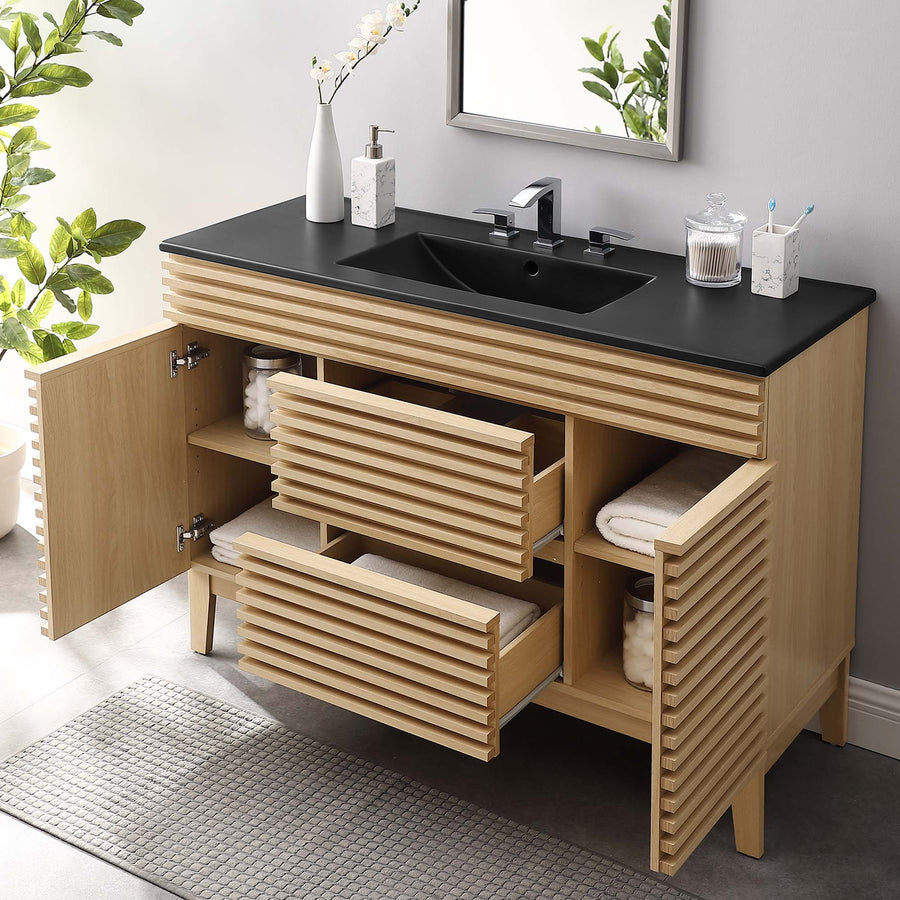 Vera 48" Single Sink Bathroom Vanity in Oak Black