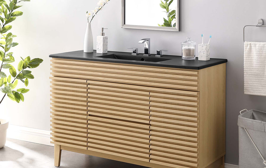 Vera 48" Single Sink Bathroom Vanity in Oak Black
