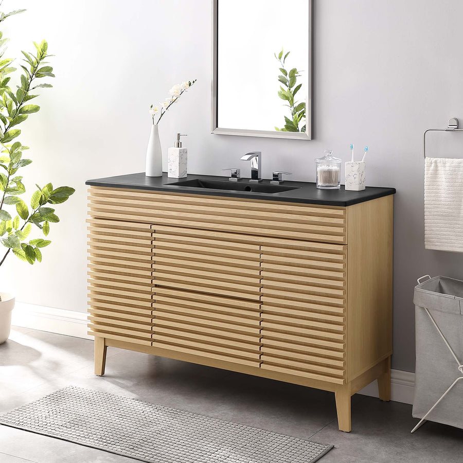 Vera 48" Single Sink Bathroom Vanity in Oak Black