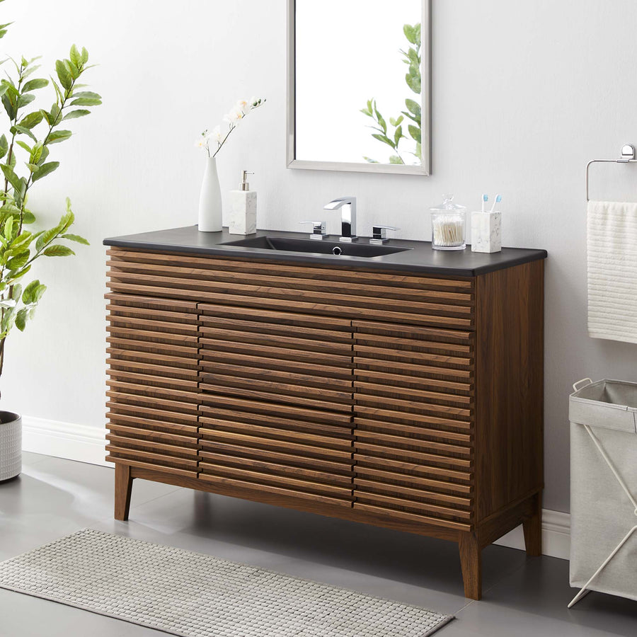 Vera 48" Single Sink Bathroom Vanity in Walnut Black