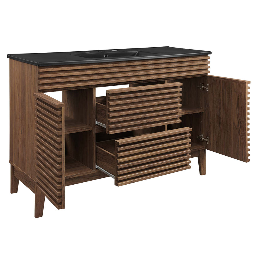 Vera 48" Single Sink Bathroom Vanity in Walnut Black