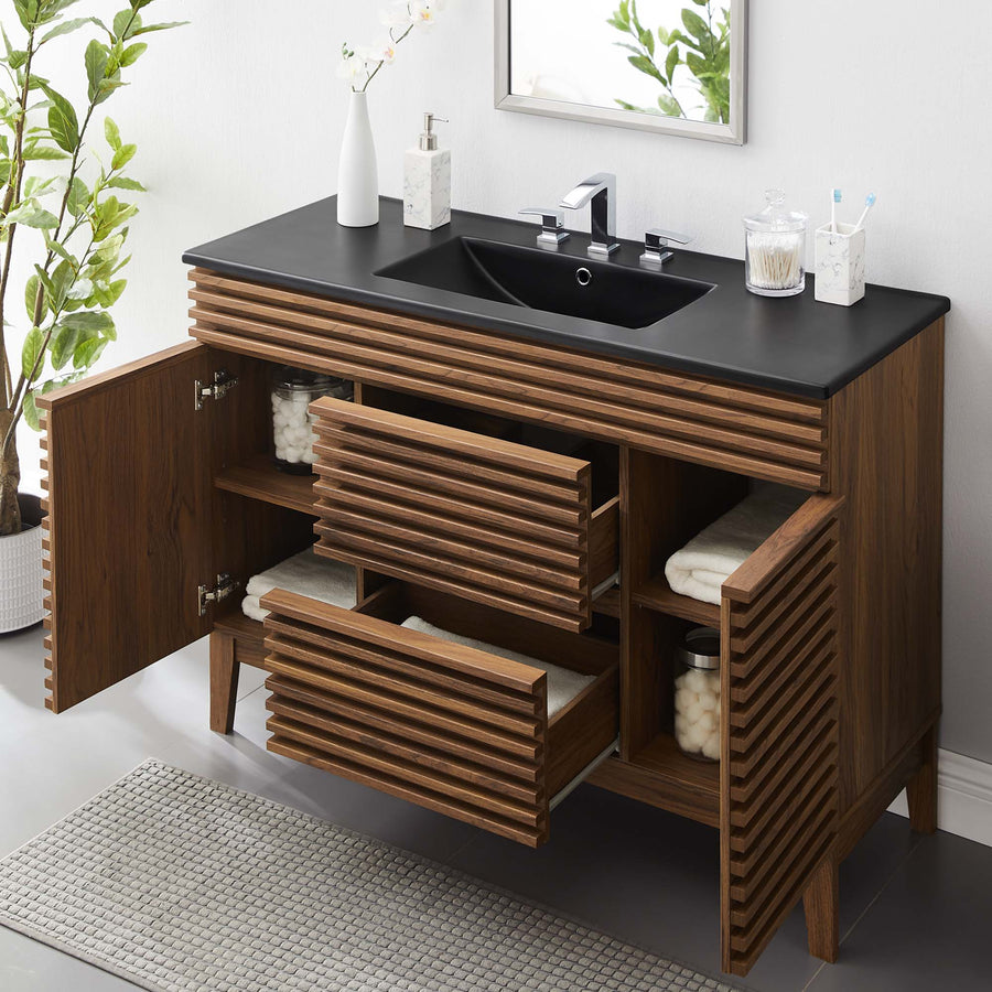 Vera 48" Single Sink Bathroom Vanity in Walnut Black