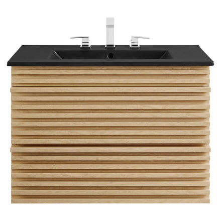 Render 30" Wall-Mount Bathroom Vanity in Oak Black