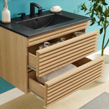 Vera 30" Wall-Mount Bathroom Vanity in Oak Black
