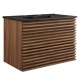 Vera 30" Wall-Mount Bathroom Vanity in Walnut Black