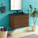 Vera 30" Wall-Mount Bathroom Vanity in Walnut Black