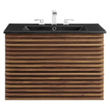 Vera 30" Wall-Mount Bathroom Vanity in Walnut Black