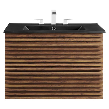Render 30" Wall-Mount Bathroom Vanity in Walnut Black