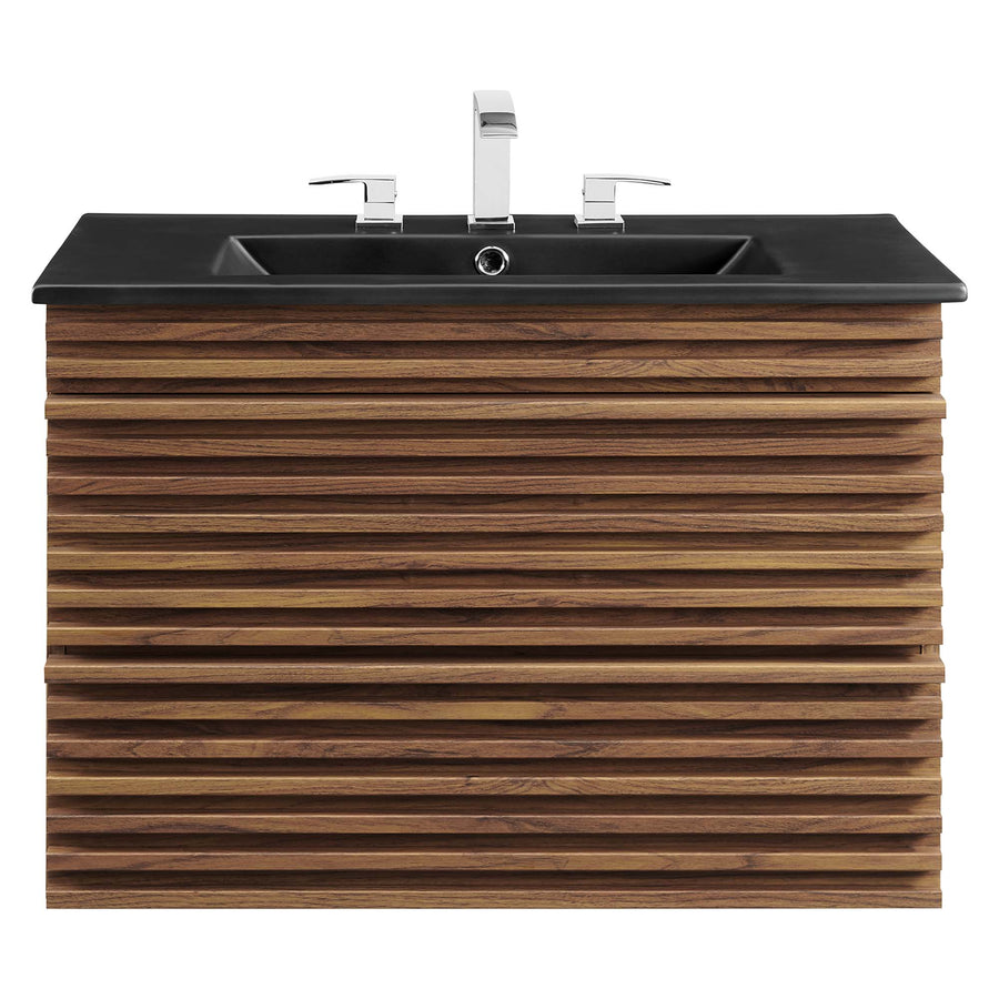 Vera 30" Wall-Mount Bathroom Vanity in Walnut Black