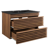 Vera 30" Wall-Mount Bathroom Vanity in Walnut Black