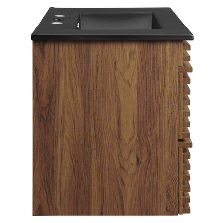 Render 30" Wall-Mount Bathroom Vanity in Walnut Black