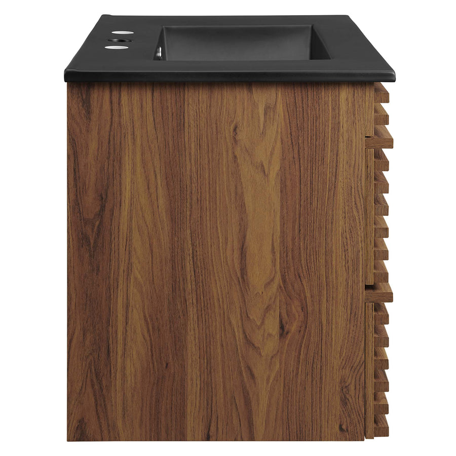 Vera 30" Wall-Mount Bathroom Vanity in Walnut Black