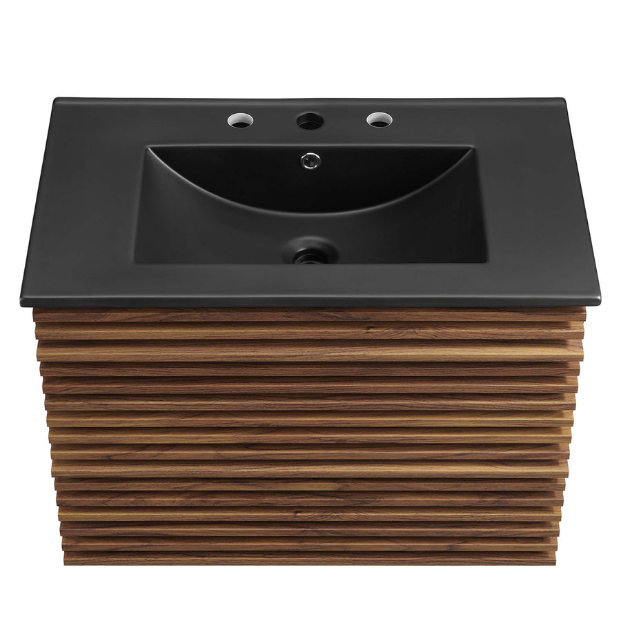 Vera 30" Wall-Mount Bathroom Vanity in Walnut Black