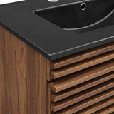 Vera 30" Wall-Mount Bathroom Vanity in Walnut Black