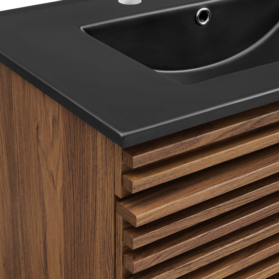 Vera 30" Wall-Mount Bathroom Vanity in Walnut Black