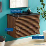 Vera 30" Wall-Mount Bathroom Vanity in Walnut Black