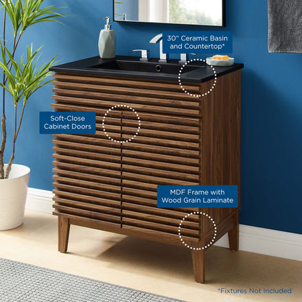 Render 30" Bathroom Vanity in Walnut Black