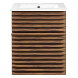 Vera 18" Wall-Mount Bathroom Vanity in Walnut White