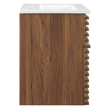 Vera 18" Wall-Mount Bathroom Vanity in Walnut White
