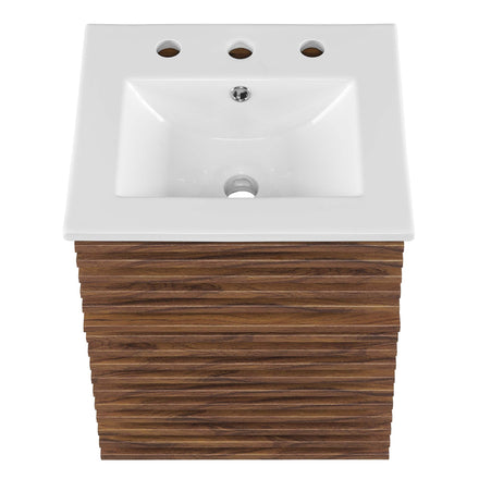 Render 18" Wall-Mount Bathroom Vanity in Walnut White