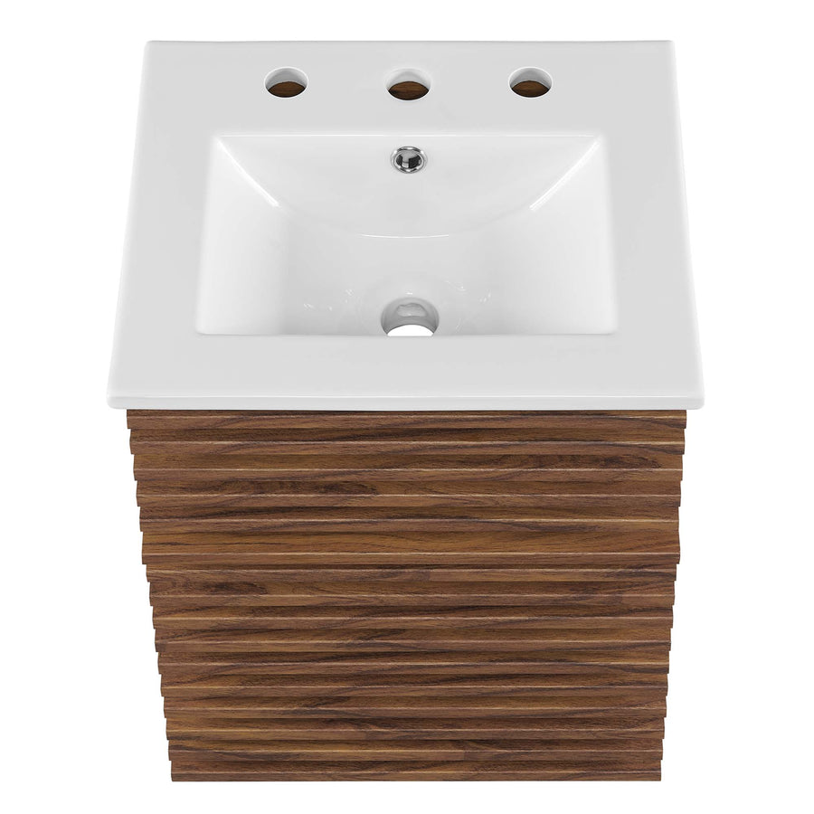 Vera 18" Wall-Mount Bathroom Vanity in Walnut White
