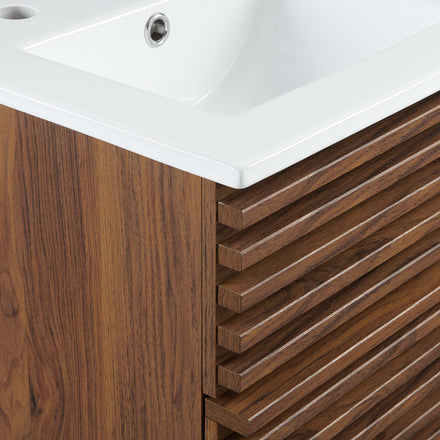 Render 18" Wall-Mount Bathroom Vanity in Walnut White