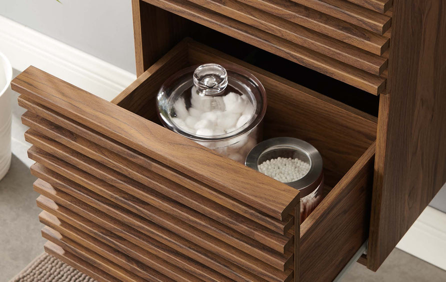 Vera 18" Wall-Mount Bathroom Vanity in Walnut White