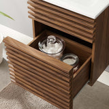 Vera 18" Wall-Mount Bathroom Vanity in Walnut White