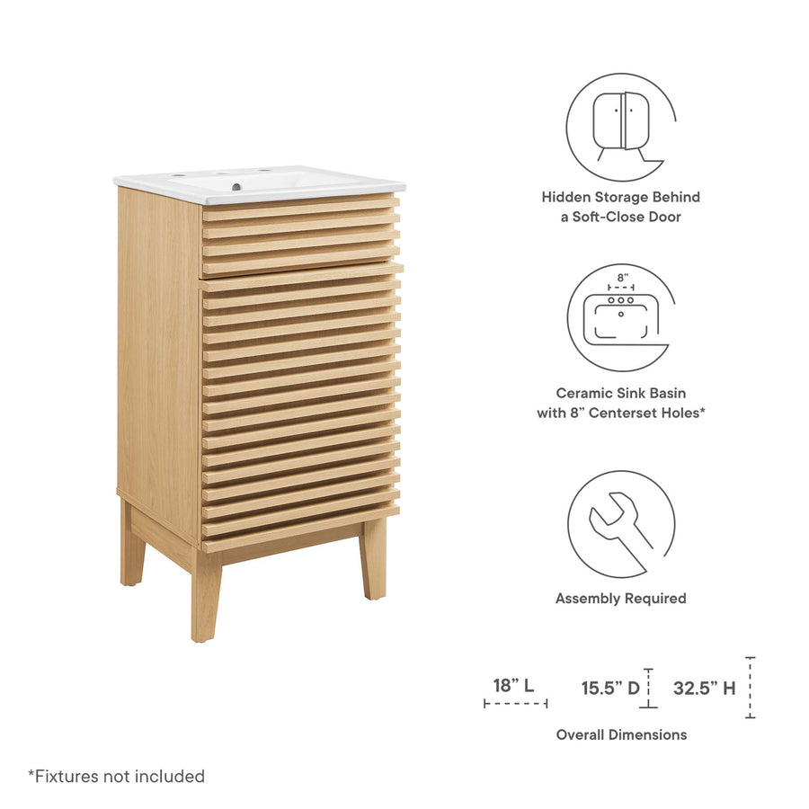 Vera 18" Bathroom Vanity Cabinet in Oak White