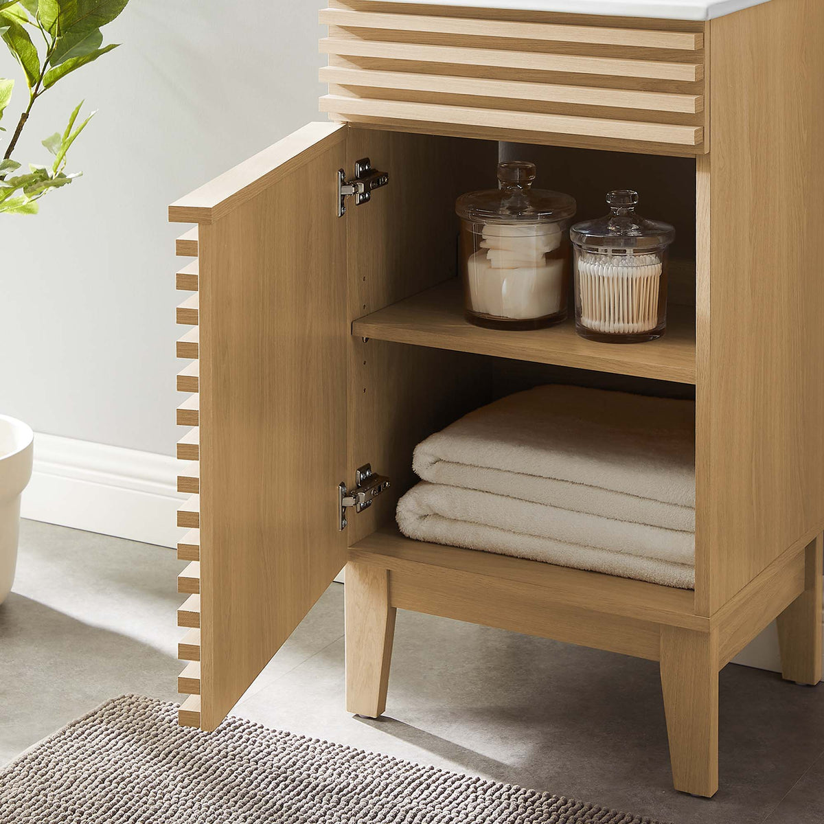 Render 18" Bathroom Vanity Cabinet in Oak White