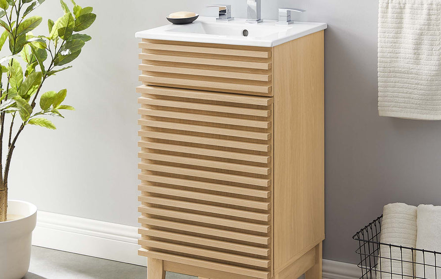Vera 18" Bathroom Vanity Cabinet in Oak White